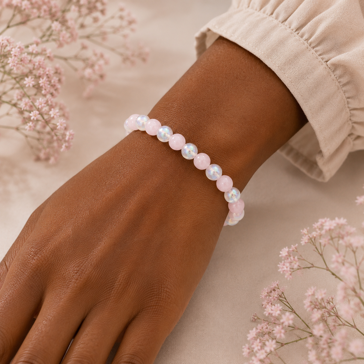 Rose Quartz Iridescent Bracelet