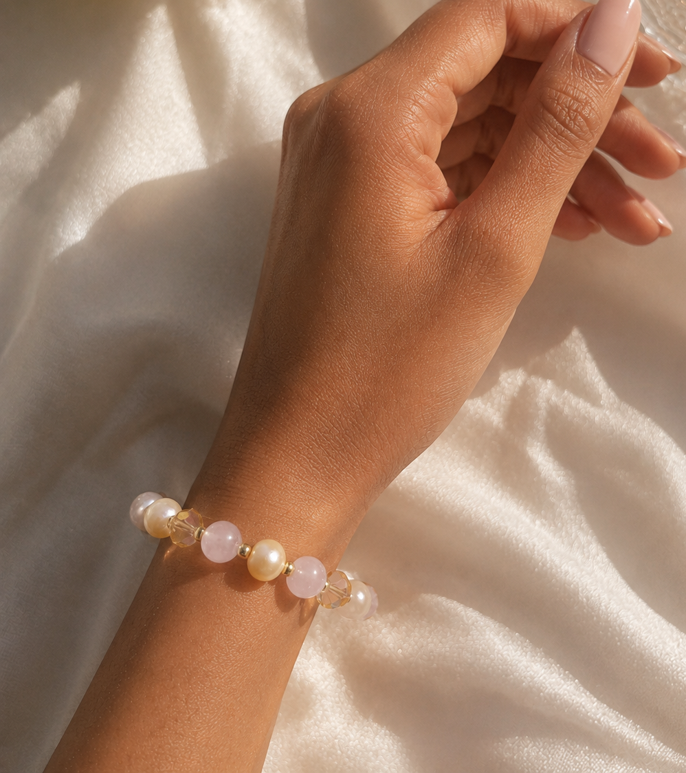 Rose Quartz Pearl Bracelet
