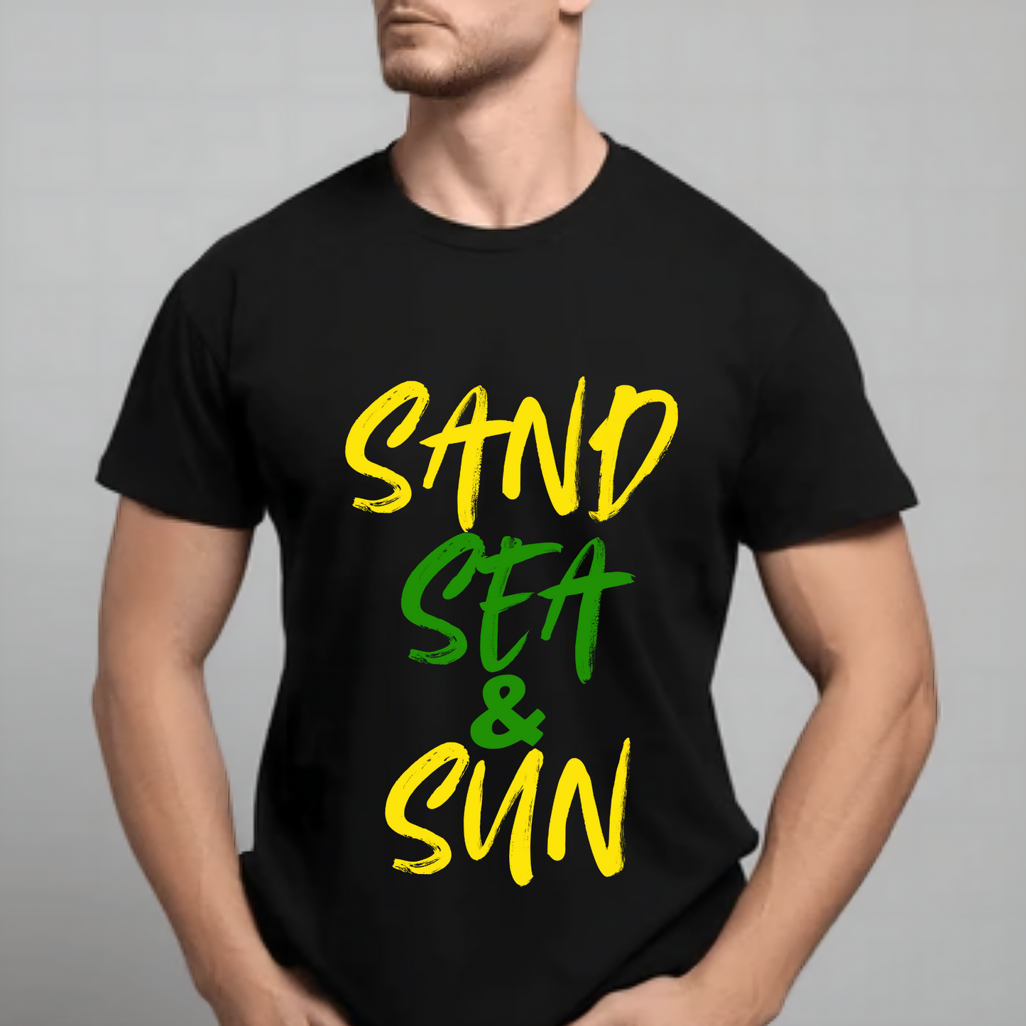 Camiseta jamaiquina de arena, mar y sol