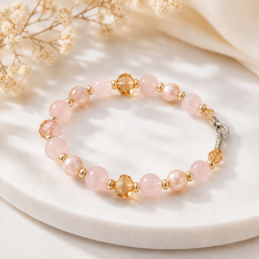 Rose Quartz Pearl Bracelet