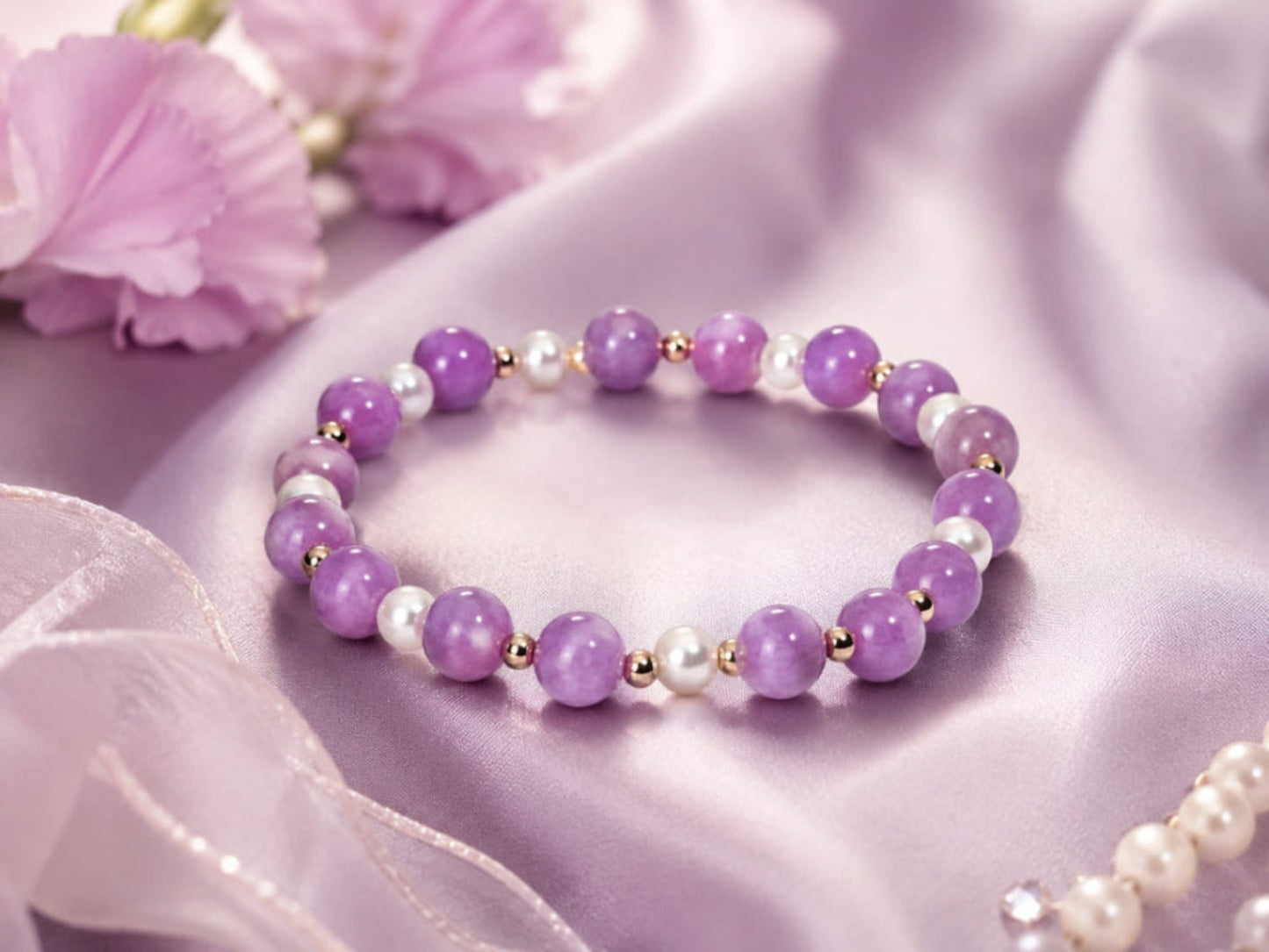 Lavender Amethyst Pearl Bracelet