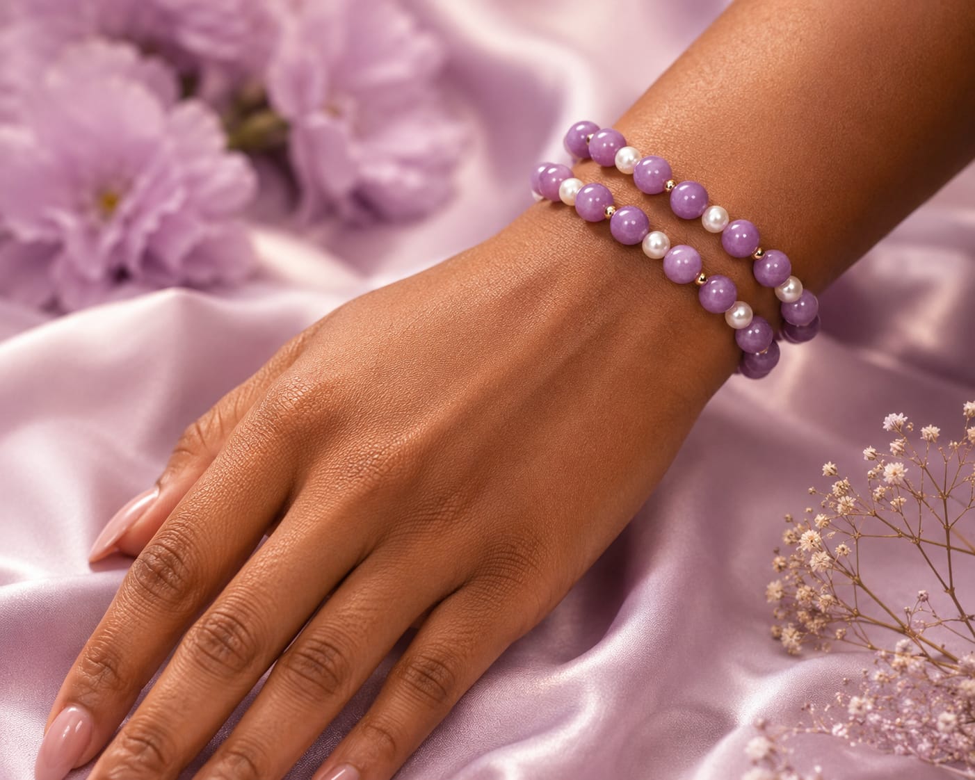 Lavender Amethyst Pearl Bracelet